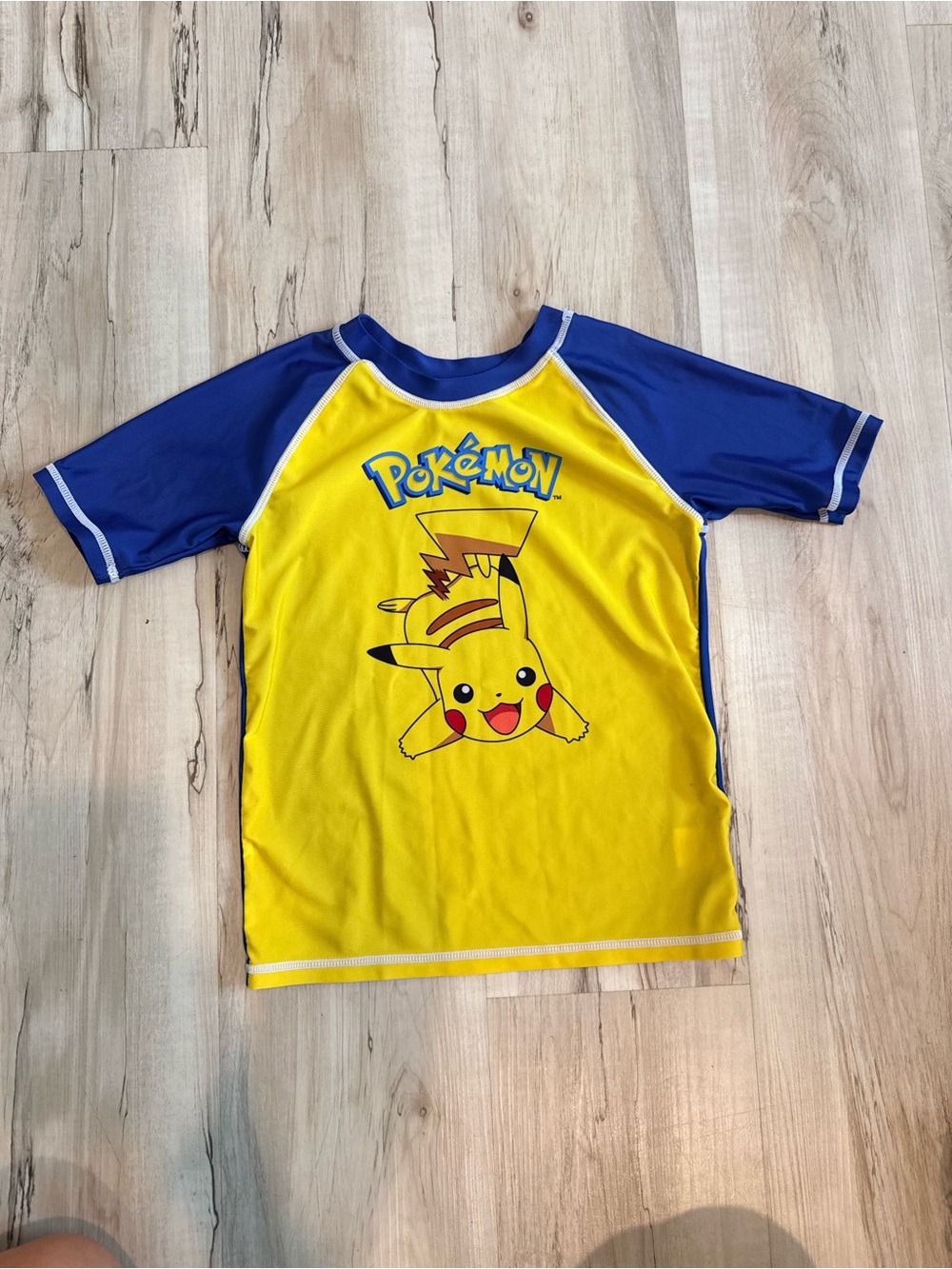 Pokemon Yellow and Blue Pikachu Kids Rashguard Swim Top